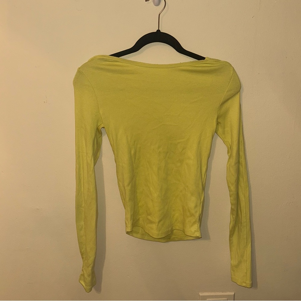 Yellow Ribbed Knit Backless Long Sleeve Top - Free People